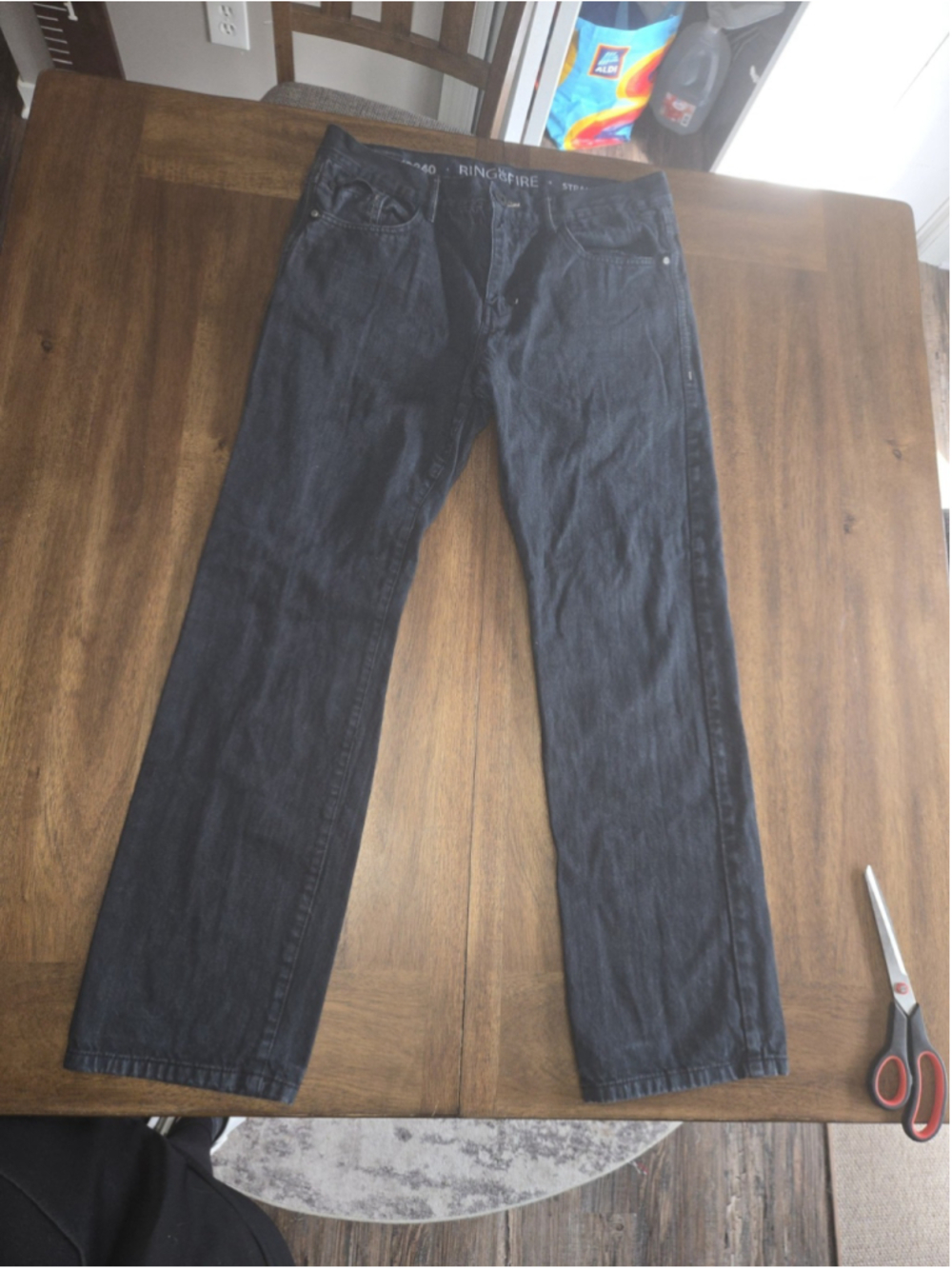 Ring Of Fire Mens Grey Wash Jean Slim Straight Size 33x30